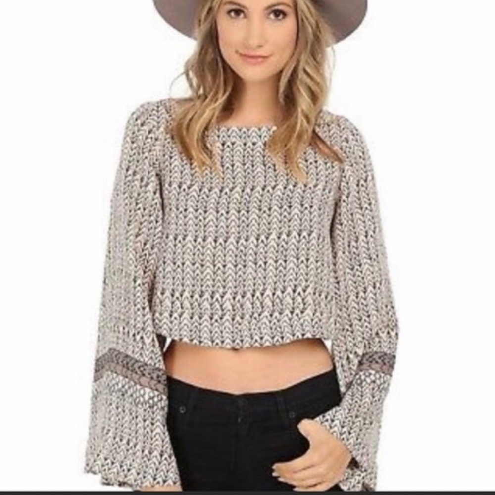 Free People Star Aligned Bell Sleeve Crop Top - Picture 2 of 15